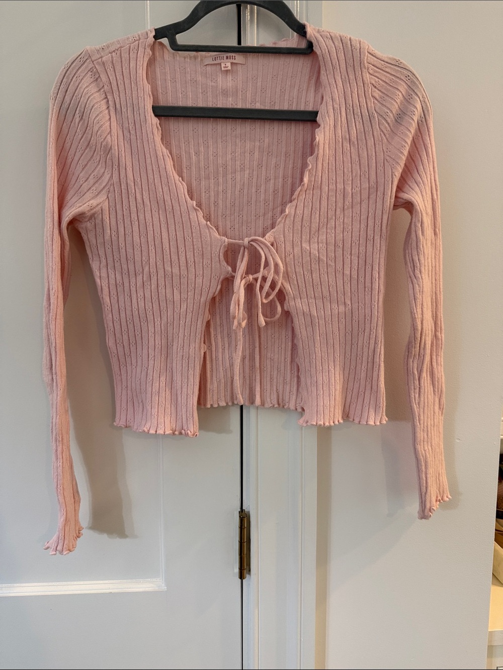 Lottie moss Cotton On Light Pink Ribbed Tie-Front Cardigan